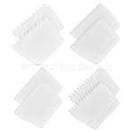 8Pcs 4 Styles Cake Cream Plastic Scraper, Bakewere Tool, White, 110.5~135.5x94.5~96.5x2~4.5mm, 2pcs/style(AJEW-NB0006-77)