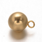 Round Ion Plating(IP) 304 Stainless Steel Charms, Golden, 9x6mm, Hole: 1.5mm(STAS-F075-B-22G)