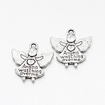 Tibetan Style Alloy Pendants, Cadmium Free & Lead Free, Angel, Antique Silver, 19.5x19x3mm, Hole: 2mm, about 610pcs/kg(TIBEP-O011-93)