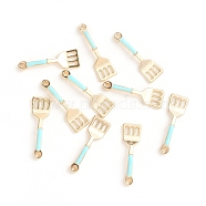 Alloy Enamel Pendants, Slice, Golden, for DIY Jewelry Making, Pale Turquoise, 24x8x3mm, Hole: 1.4mm(ENAM-TAC0001-13B)