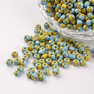 8/0 Opaque Colours Seep Glass Beads, Round Seed Beads, Sky Blue, 2.5~3x2~3mm, Hole: 0.8mm, about 15000pcs/450g(SEED-M007-05)