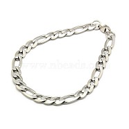 Trendy 304 Stainless Steel Figaro Chain Bracelets, with Lobster Claw Clasps, Faceted, Stainless Steel Color, 8-5/8 inch(220mm), 7mm(STAS-A028-B016P)