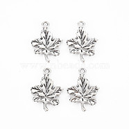 Tibetan Style Alloy Pendants, Cadmium Free & Lead Free, Maple Leaf, Antique Silver, 23x16x2mm, Hole: 1.6mm, about 785pcs/1000g(TIBE-S320-183AS)