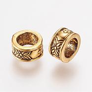 Tibetan Style Alloy European Beads, Ring, Antique Golden, 8x4.5mm, Hole: 5mm(PALLOY-F173-04AG)
