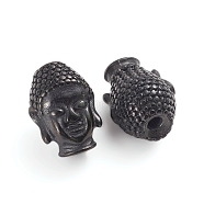 Buddhist 304 Stainless Steel Beads, Buddha Head, Gunmetal, 14x10.2x9.5mm, Hole: 1.8mm(STAS-G222-05B)