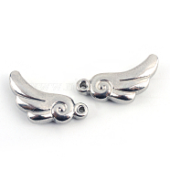 201 Stainless Steel Wing Charms, Stainless Steel Color, 12x18x4mm, Hole: 1.5mm(X-STAS-Q192-29)