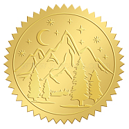 Self Adhesive Gold Foil Embossed Stickers, Medal Decoration Sticker, Mountain & Forest, 5x5cm(DIY-WH0211-157)