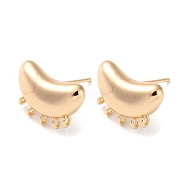 Brass Stud Earring Findings, with Loop, Real 18K Gold Plated, 11x16x4mm, Hole: 1.2mm, Pin: 0.5mm(KK-A215-02G)