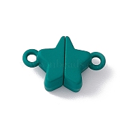 Star Alloy Magnetic Clasps, for Pendants Necklaces Making, Green, 11x16x6mm, Hole: 1.5mm(FIND-C013-03B)