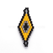 MIYUKI & TOHO Handmade Japanese Seed Beads Links, Loom Pattern, Rhombus, Gold, 31.4~33x12.7~13.4x1.6~1.7mm, Hole: 1~1.4mm(SEED-E004-F42)