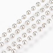 Iron Ball Chains, Beads Chain, Soldered, with Spool, Nickel Free, Platinum, Bead about 2.4mm in diameter, about 328.08 Feet(100m)/roll(CH-CHB003Y-P-NF)