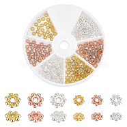 Elite 180Pcs 6 Style Zinc Alloy Spacer Beads, Flower, Mixed Color, 4x1.5mm, Hole: 1.2mm and 5.5~6x1.5mm, Hole: 1.4mm, 30pcs/style(FIND-PH0007-18)