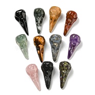 Natural Mixed Gemstone Pendants, Bird Head Skull Charms, 47~49x20~22x20~22mm, Hole: 2~2.5mm(G-M417-06)