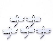 304 Stainless Steel Pendants, Laser Cut, Dragonfly, Stainless Steel Color, 16x17x1mm, Hole: 1.2mm(X-STAS-N092-74)