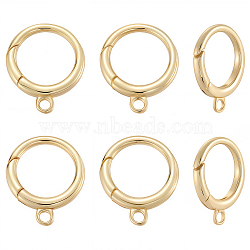 6Pcs Brass Spring Gate Rings, Long-Lasting Plated, Lead Free & Cadmium Free, Rack Plating, Flat Round, Real 18K Gold Plated, 22x18x3mm, Hole: 2.2mm(KK-BBC0020-04)
