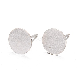 925 Sterling Silver Stud Earring Findings, Earring Posts Carved with 925, Silver, tray: 8mm, 11.5mm, Pin: 0.8mm(STER-K167-045G-S)