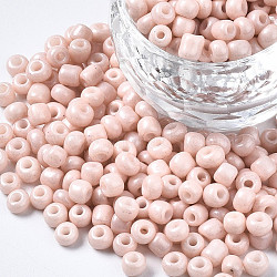 6/0 Glass Seed Beads, Baking Paint, Round Hole, Round, PeachPuff, 4~5x3~5mm, Hole: 1.2~1.5mm, about 4500pcs/Pound(SEED-S058-A-F407)