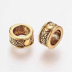 Tibetan Style Alloy European Beads, Ring, Antique Golden, 8x4.5mm, Hole: 5mm(PALLOY-F173-04AG)