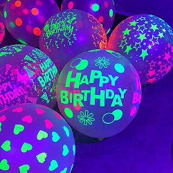 Luminous Rubber Balloon, for Party Festival Home Decorations, Word, 300mm, 10pcs/bag(LUMI-PW0004-076A)