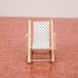 Wood Beach Chair Model, Dollhouse Toy for 1:12 Scale Miniature Dolls, Seashell Color, 110x57mm(PW-WG26320-03)