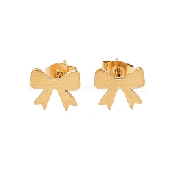 Plating 304 Stainless Steel Stud Earrings for Women, Bowknot, Real 18K Gold Plated, 8.5x9.5mm(EJEW-S233-01G-01)