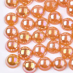 ABS Plastic Imitation Pearl Cabochons, AB Color Plated, Half Round, Orange, 6x3mm(X-OACR-S025-6mm-04)