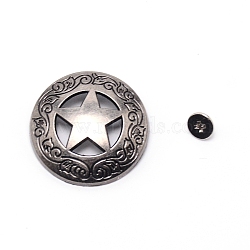 1-Hole Alloy Buttons, with Screw, Flat Round with Star, for DIY Shirts, Jeans and Clothes Handcraft Garment Accessories, Platinum, 28.6x6mm, Hole: 2.5mm(PALLOY-WH0092-15P)