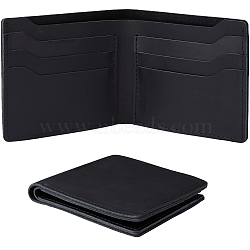 Rectangle Leather Credit Card Wallets for Men, Black, 96x115x20mm(AJEW-WH20007-07A)