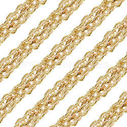 Polyester Braided Lace Ribbons, DIY Crafts, for Curtain, Clothing, Sofa Decoration, Wave Pattern, Gold, 5/8 inch(15mm), about 12.58 Yards(11.5m)/Roll(OCOR-WH0060-73A)