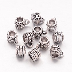 Tibetan Silver Beads, Lead Free & Nickel Free & Cadmium Free, Column, Antique Silver, about 7.2mm in diameter, Hole: about 4mm(AB644-NF)
