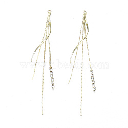 Brass Chain Tassel Big Pendants, with Rhinestone, Light Gold, 79~82mm, Hole: 1.2mm(KK-R129-11G)