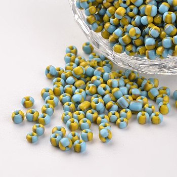 8/0 Opaque Colours Seep Glass Beads, Round Seed Beads, Sky Blue, 2.5~3x2~3mm, Hole: 0.8mm, about 15000pcs/450g