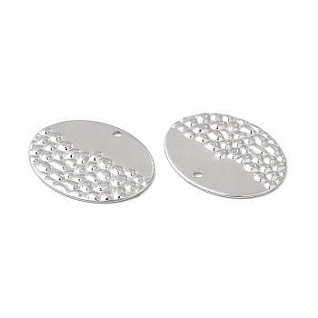 Non-Tarnish 304 Stainless Steel Pendants, Oval Charm, Stainless Steel Color, 27.5x22x1mm, Hole: 1.6mm