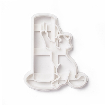 PP Plastic Cookie Cutters, Cat Shapes, White, 91x75x10.5mm