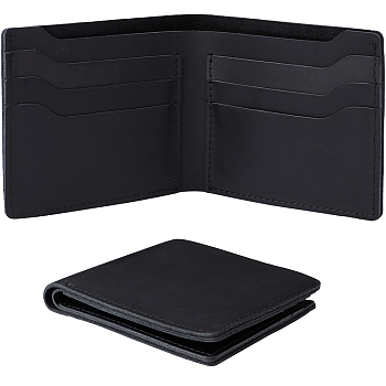 Rectangle Leather Credit Card Wallets for Men, Black, 96x115x20mm