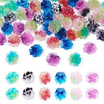 60Pcs 6 Colors Resin Cabochons, Nail Art Decorations, Flower, Mixed Color, 11x7mm, 10pcs/color