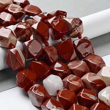 rouge naturel perles de jaspe brins(G-C182-12-02)-2