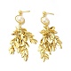 ABS Pearl with Leafy Branch Dangle Stud Earrings(EJEW-E270-13G)-1