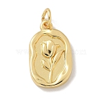 Brass Pendants, Cadmium Free & Nickel Free & Lead Free, Tulip Charms, with Jump Ring, Golden, 18.5x11x2mm, Hole: 3.5mm(KK-M300-23G)