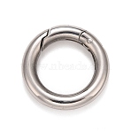 Non-Tarnish 304 Stainless Steel Spring Gate Rings, for Keychain, Stainless Steel Color, 7 Gauge, 20x3.5mm(X-STAS-M296-01P-A)