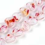 Millefiori Glass Beads Strands, Heart, Lavender, 11.5~12x12x6.5~7mm, Hole: 0.8mm, about 50pcs/strand, 22.05''(56cm)(X-GLAA-T023-34K)