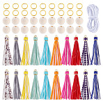 DIY Imitation Leather Tassel Keychain Makeing Kits, Mixed Color, 111~112x14x15.5mm, Hole: 4mm(DIY-NB0013-60)