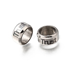304 Stainless Steel Large Hole Beads, Flat Round with Word Trust, Stainless Steel Color, 11.5x5.5mm, Hole: 9mm(STAS-H263-03P-01)