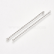 Brass Ball Chain Links connectors, Real Platinum Plated, 55x2x2mm, Hole: 1mm(X-KK-T032-176P)