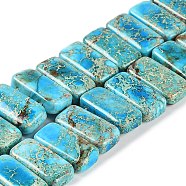 Natural Imperial Jasper Beads Strands, Dyed, Rectangle, Cyan, 20.5x10.5x6mm, Hole: 1.1mm, about 20pcs/strand, 8.07 inch(20.5cm)(G-L604-F01-01G)