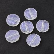 Transparent Acrylic Beads, Glitter Powder, Flat Round with Flower, Clear, 18x5mm, Hole: 2.5mm, about 440pcs/500g(OACR-P007-48)