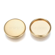 304 Stainless Steel Plain Edge Bezel Cups, Cabochon Settings, Flat Round, Golden, Tray: 12mm, 13.5x1.8mm(STAS-E460-10G-12MM)
