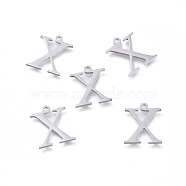 304 Stainless Steel Charms, Greek Alphabet, Stainless Steel Color, Letter.C, 14x12x1mm, Hole: 1.2mm(STAS-K215-20P)