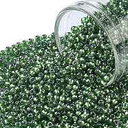 TOHO Round Seed Beads, Japanese Seed Beads, (1006) Silver Lined Light Emerald Luster , 11/0, 2.2mm, Hole: 0.8mm, about 1110pcs/bottle, 10g/bottle(SEED-JPTR11-1006)