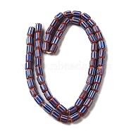 Handmade Lampwork Beads, Column, Royal Blue, 6~11x7~8mm, Hole: 1.8mm, about 62~72pcs/strand, 25.59~25.98''(65~66cm)(LAMP-B023-05A-01)